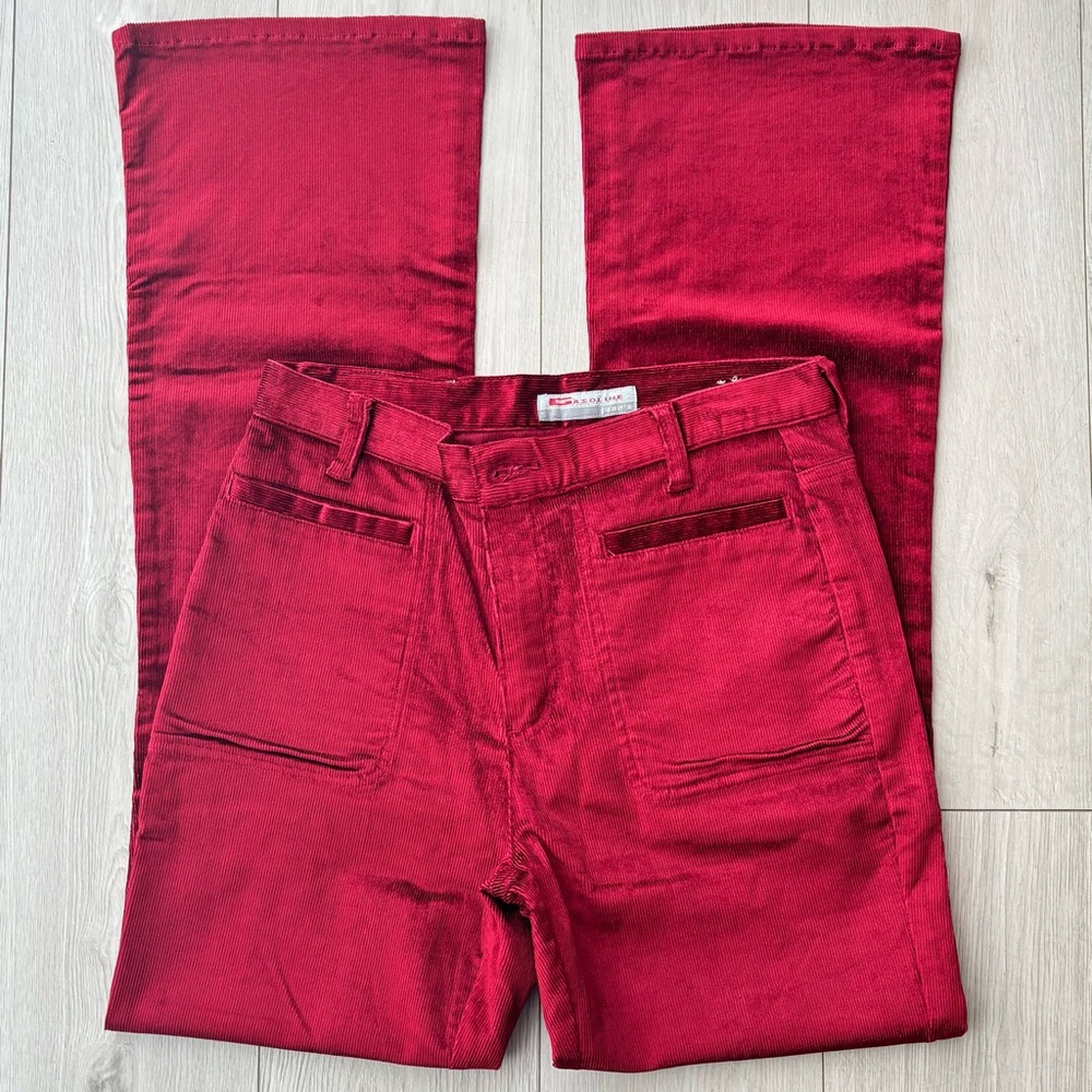 GASOLINE Straight-to-Slight-Flare Corduroy Jeans Size 29 Burgundy Pre-Owned